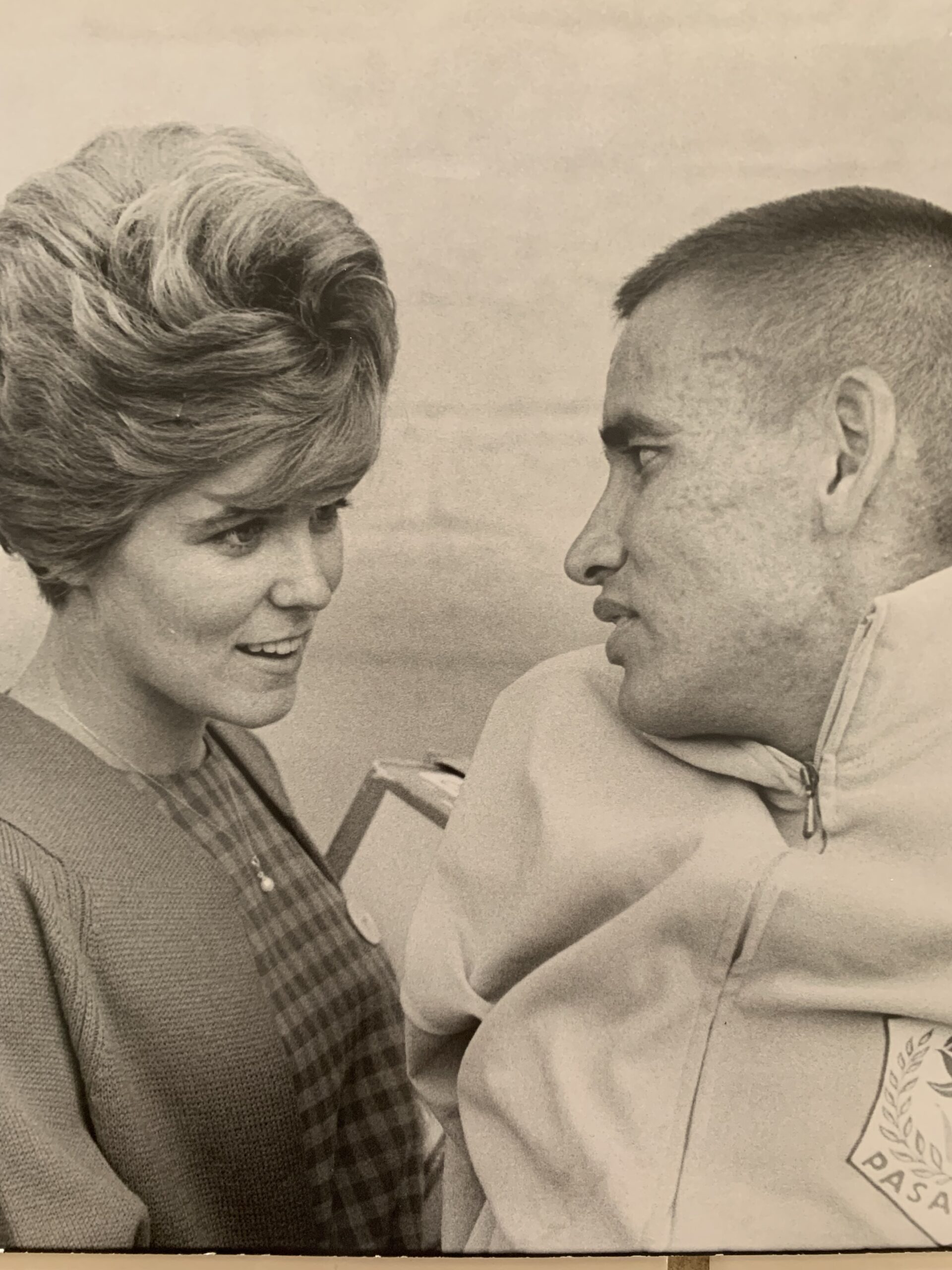 A vintage photo of Billy Mills and his wife Patricia Mills, whose support was key to his 1965 six-mile world record.