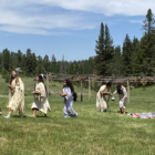 Afraid of Bear American Horse Tiospaye Granddaughers Leaving Ceremonial Grounds