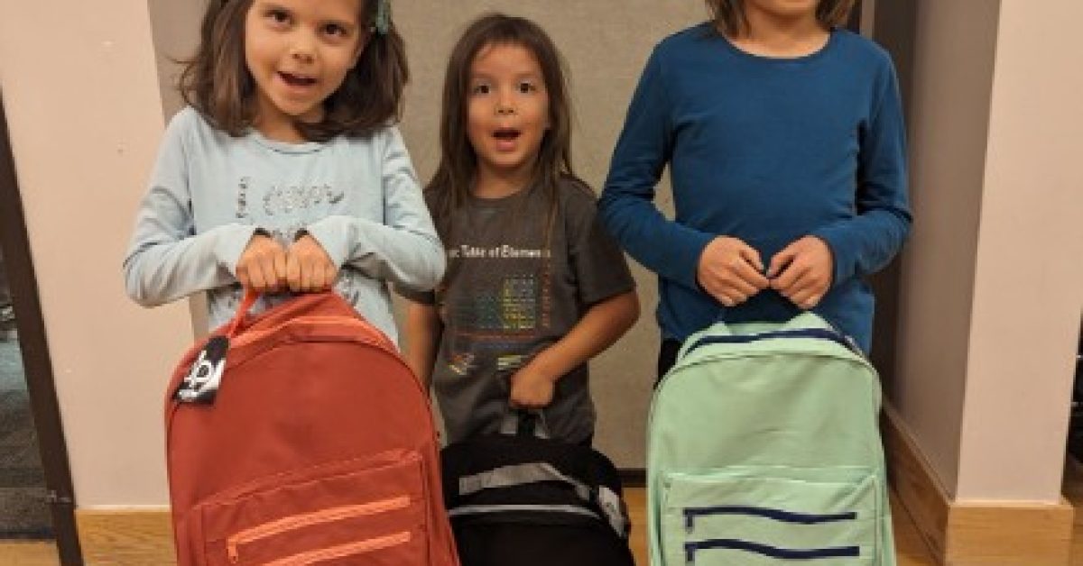 Native American children ready to go to school.